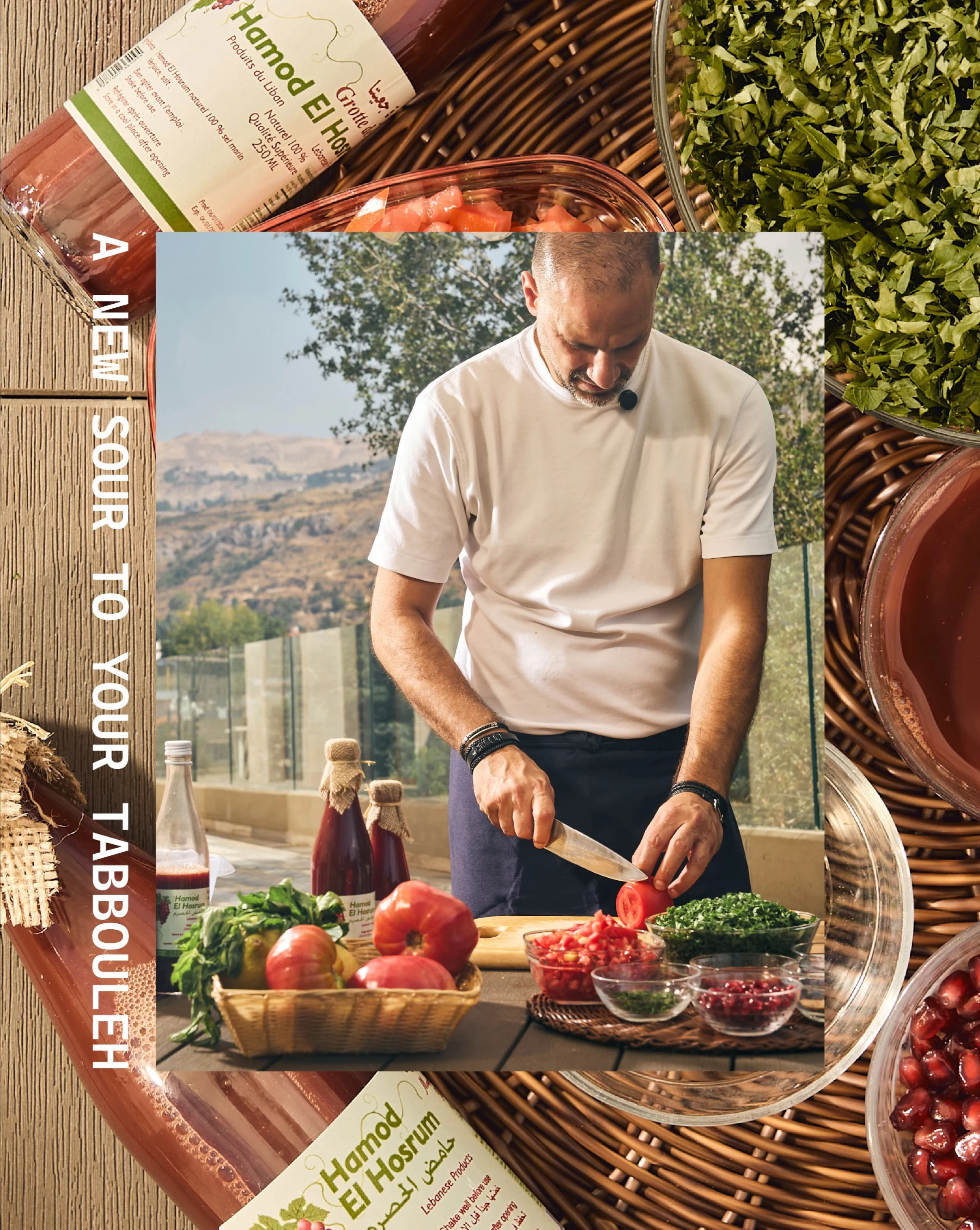 Preparing a fresh Lebanese salad