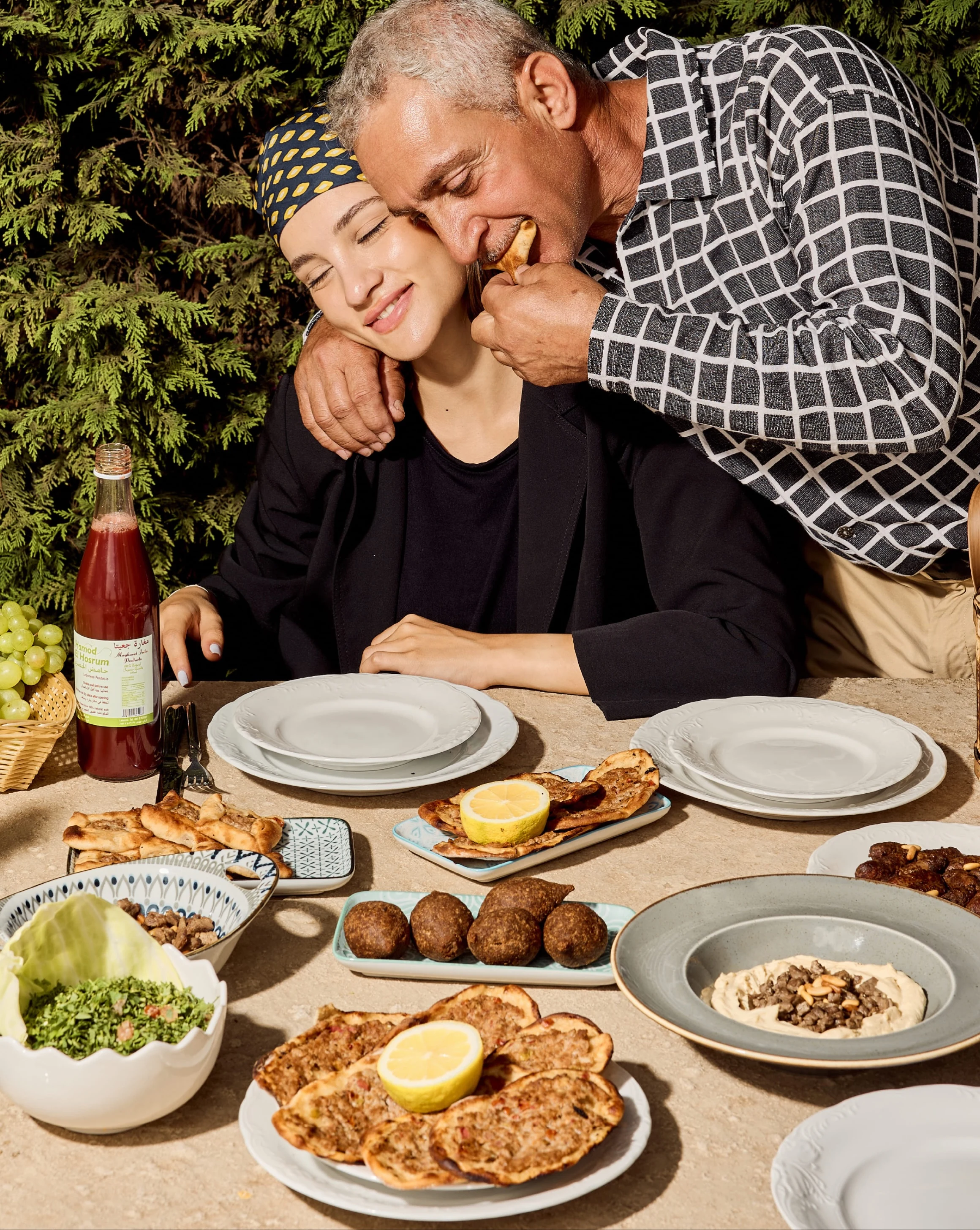 A shared Lebanese meal